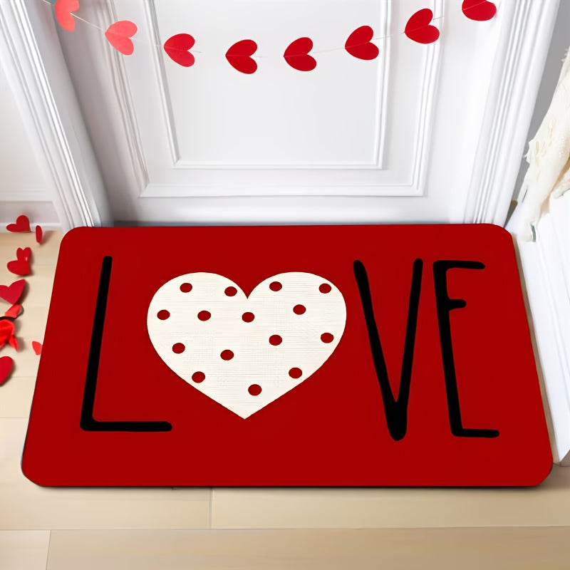 1 Valentine's Day Heart-shaped Welcome Doormat- Non-slip Rubber Bottom, Suitable for Home Entrances, Bathrooms, Kitchens, Bedrooms. Christmas, Mother's Day, Father's Day Decorative Doormats, Entrance Doormats, Welcome Doormat