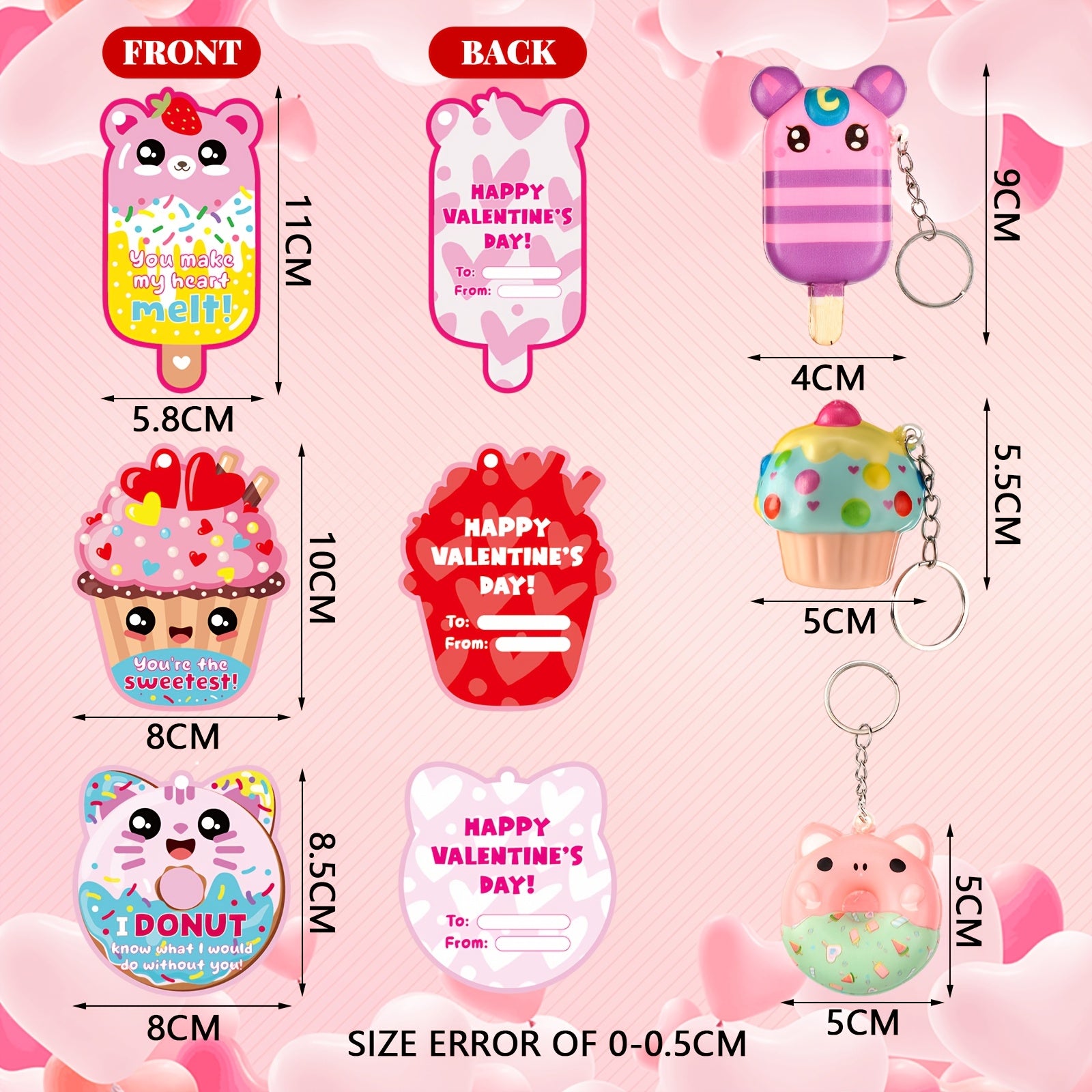 36 Sets Valentines Gift Cards with Scented Dessert Keychains | Cute Stress Relief Keychains, Exchange Gift Prizes for Party, Brand: OUTUS