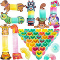 28 Packs SYNCFUN Valentine'S Day Cards with Coil Springs | Rainbow Springs, Stress Relief, Classroom Exchange Prizes, Game Prizes, Party Favors, Plastic Material