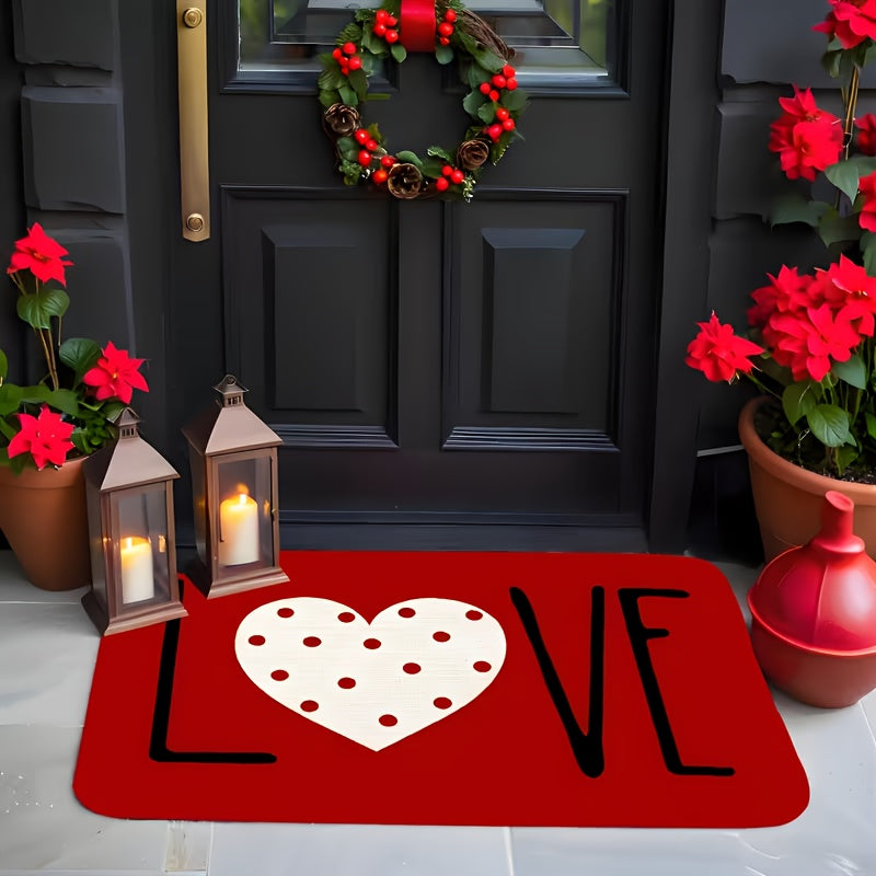 1 Valentine's Day Heart-shaped Welcome Doormat- Non-slip Rubber Bottom, Suitable for Home Entrances, Bathrooms, Kitchens, Bedrooms. Christmas, Mother's Day, Father's Day Decorative Doormats, Entrance Doormats, Welcome Doormat