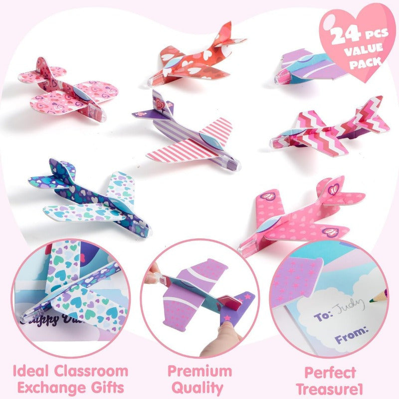 JOYIN 28 Valentines Day Foam Airplanes Greeting Cards with Valentine'S Punchline for Kids School Classroom Exchange Prizes Gift Supplies, Planes Party Favor