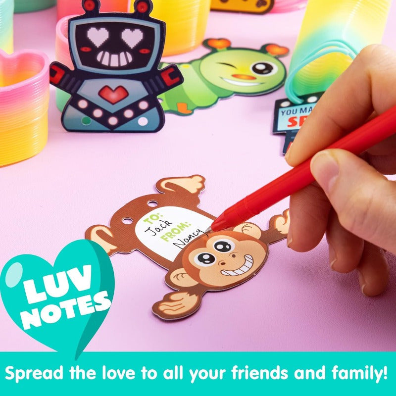 28 Packs SYNCFUN Valentine'S Day Cards with Coil Springs | Rainbow Springs, Stress Relief, Classroom Exchange Prizes, Game Prizes, Party Favors, Plastic Material