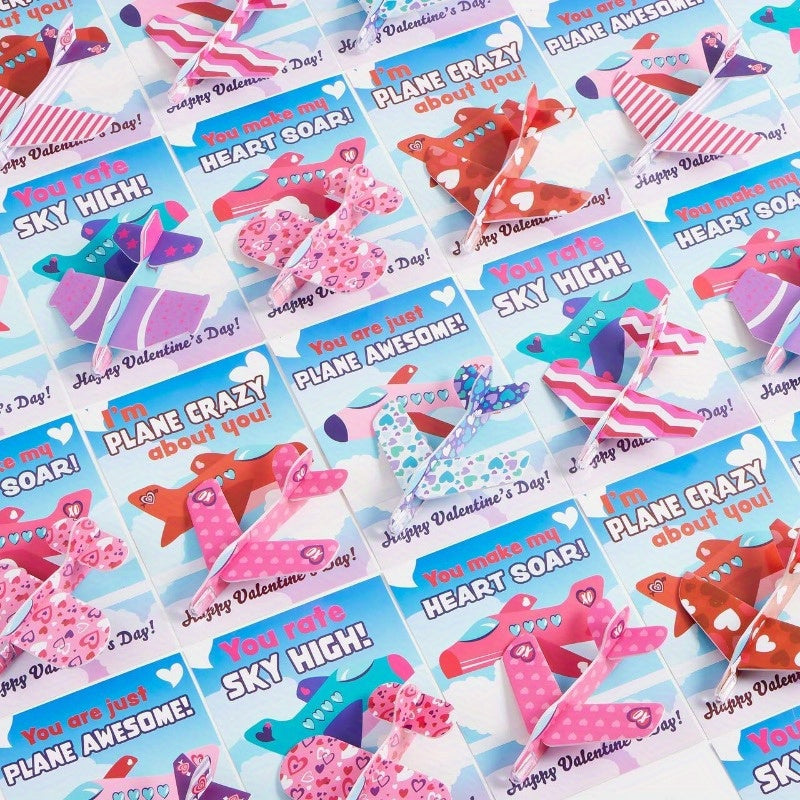 JOYIN 28 Valentines Day Foam Airplanes Greeting Cards with Valentine'S Punchline for Kids School Classroom Exchange Prizes Gift Supplies, Planes Party Favor