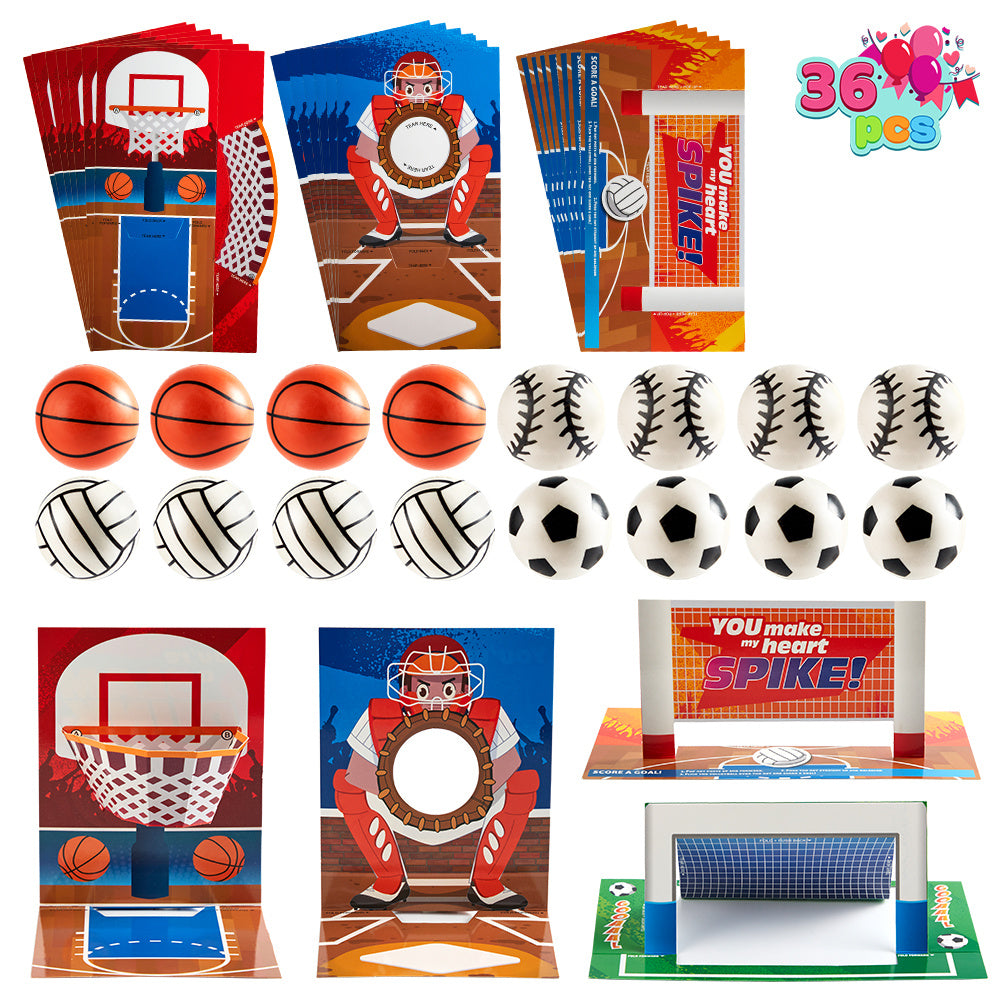 36pcs Sports Game Cards Suitable for Kids - Soccer, Football, Volleyball & Basketball Classroom Prizes, Valentines Party Favors, Exchange Games Toys for Party Supplies, Play for Kids (Multicolor)