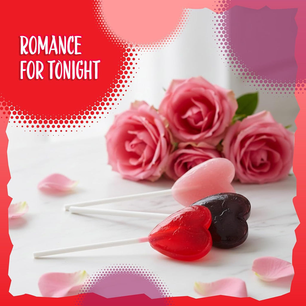 Heart Shaped Lollipops | 2-Pound Bag, About 100 Pieces | Cherry and Blue Raspberry Flavors
