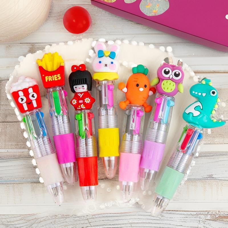 Set of 24 Adorable Cartoon Ballpoint Pens in Four Colors, Perfect for Student Signatures, Birthday And Party Favors, Classroom Incentives, And Ideal for Both School And Office Settings