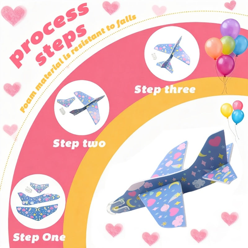 60 Pack Valentines Day Favor Kits with Cards, Valentine's Greeting Cards for Kids with Foam Airplanes Classroom Exchange Party Favor Toy