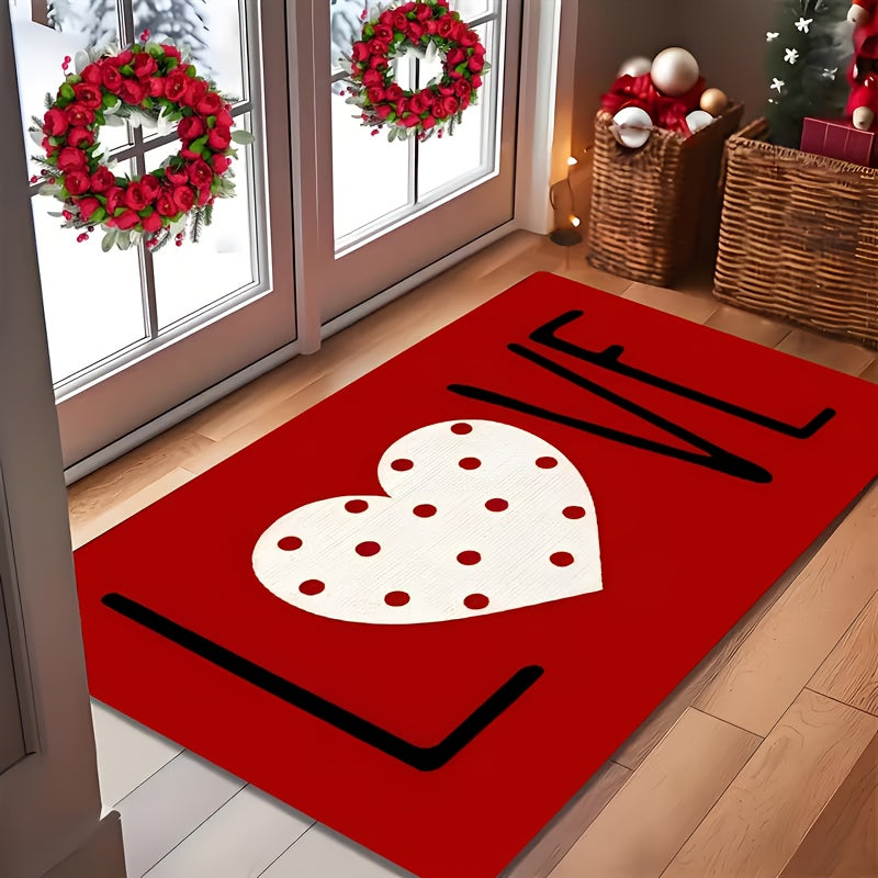 1 Valentine's Day Heart-shaped Welcome Doormat- Non-slip Rubber Bottom, Suitable for Home Entrances, Bathrooms, Kitchens, Bedrooms. Christmas, Mother's Day, Father's Day Decorative Doormats, Entrance Doormats, Welcome Doormat