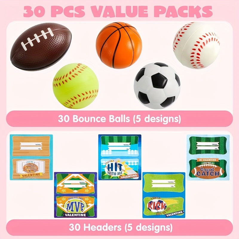 28 Pack Valentines Day Gift Cards with Mini Sports Ball Squeeze Foam Balls As Basketball, Soccer And Tennis for Kids, Classroom Exchange Prizes, Party Favor Toys And Birthday Gifts Pet Toys