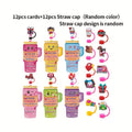 A Set of 24 Or 48 Valentine's Day Cards, Featuring a 10mm Straw Hat for 300Z And 400Z Cups, Perfect for Fun Valentine's Day Gift Exchanges And Back-to-School Event Supplies.