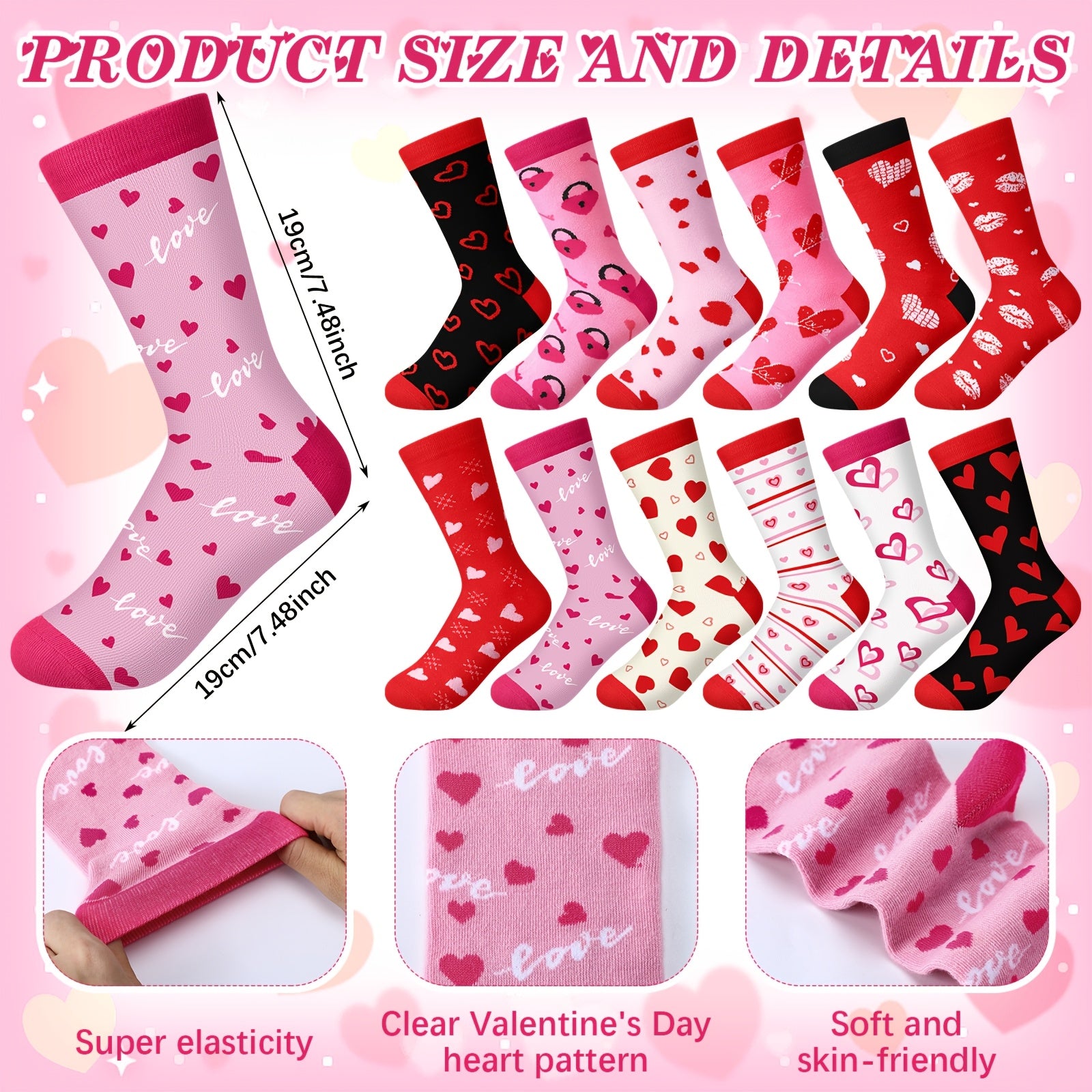 12 Pairs Valentines Day Cupcake Socks Suitable for Teachers & Women - Fuzzy DIY Slipper Socks with Paper Cupcake Top for Classroom Parties, Valentine's Gifts, Teacher Appreciation - Cute Fuzzy Warm Socks for & Educators