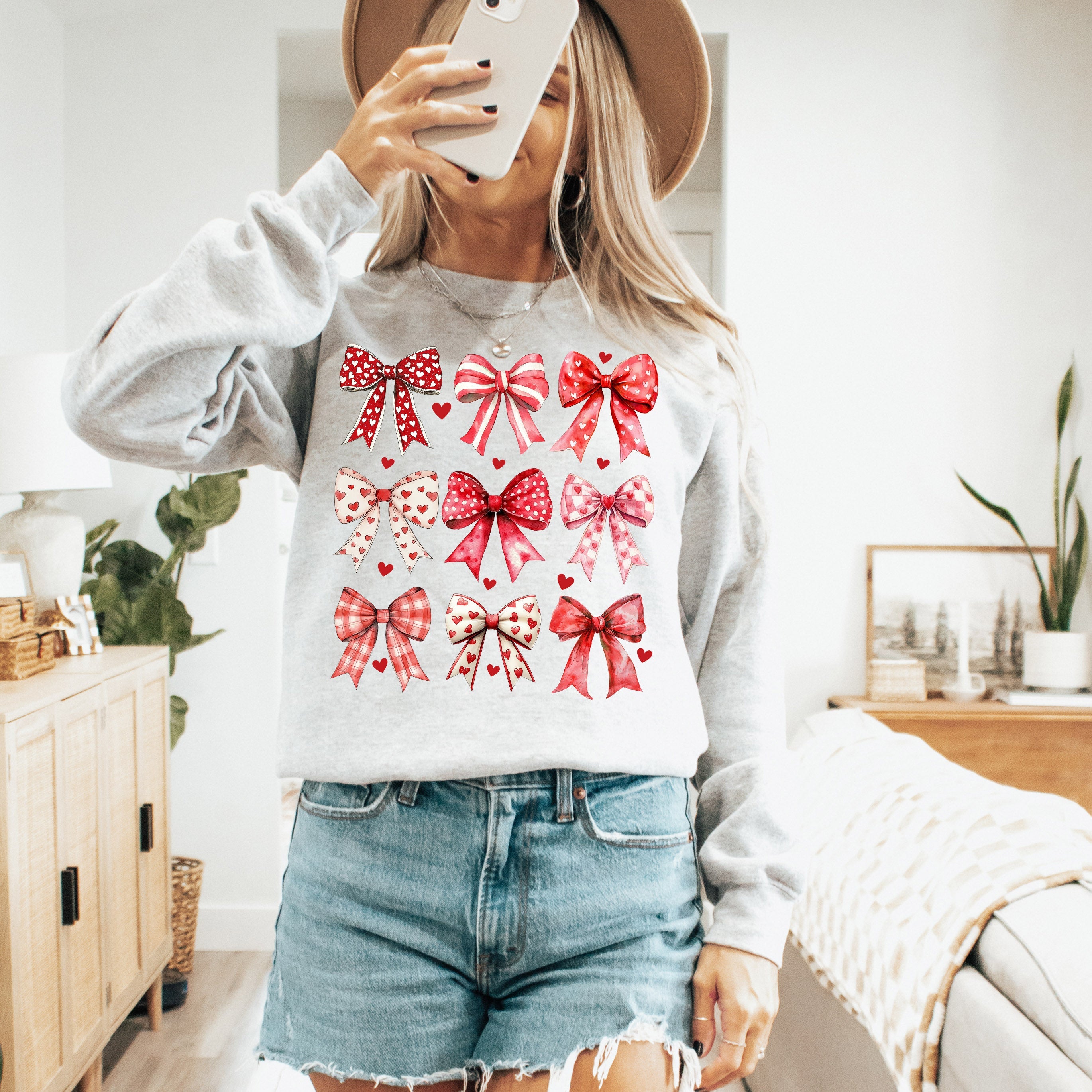 Retro Bows, Ribbons, Coquette, Valentine's Day, Love Sweatshirt