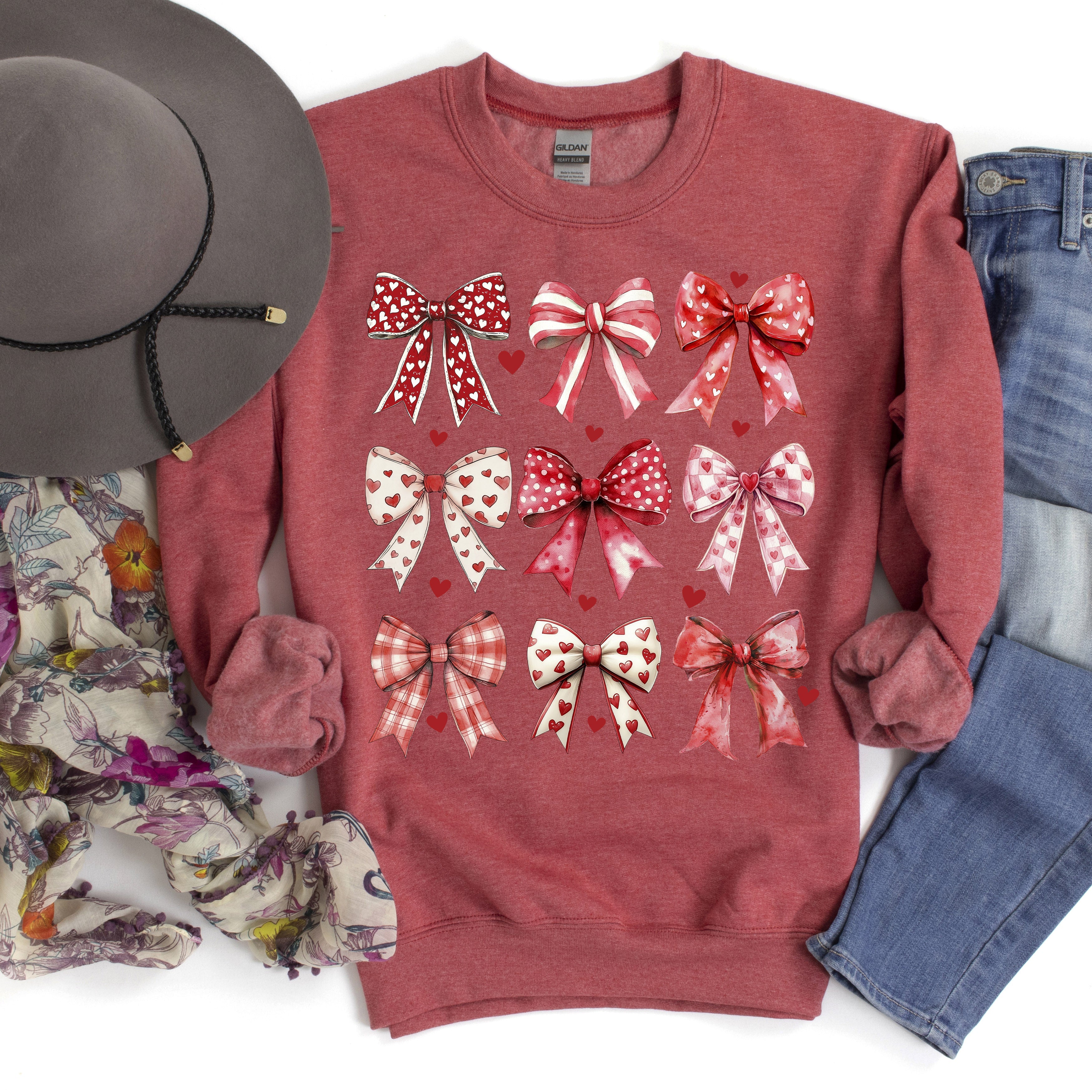 Retro Bows, Ribbons, Coquette, Valentine's Day, Love Sweatshirt