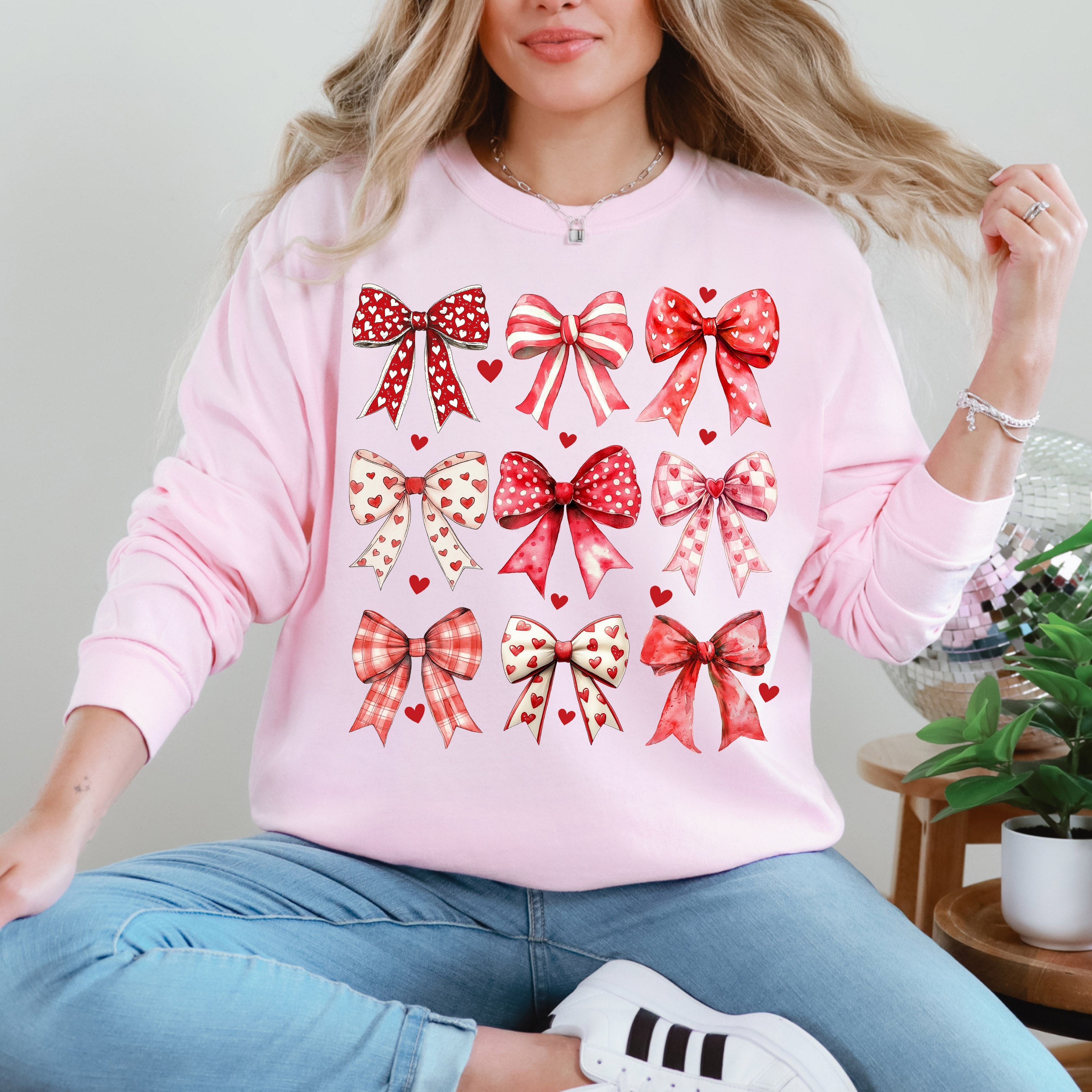 Retro Bows, Ribbons, Coquette, Valentine's Day, Love Sweatshirt