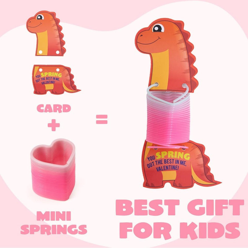 28 Packs SYNCFUN Valentine'S Day Cards with Coil Springs | Rainbow Springs, Stress Relief, Classroom Exchange Prizes, Game Prizes, Party Favors, Plastic Material