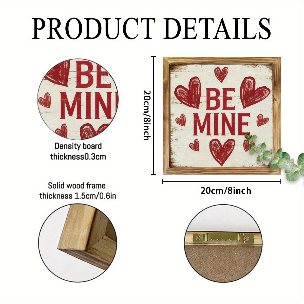 2D Flat, 2D Flat 1pc Be Mine" Rustic Wooden Frame Sign, 8x8 Inch WoodenVintage Farmhouse Wall Decor Home, Living Room, Kitchen, Bedroom, Office Valentine's Day Gift, Farmhouse Rustic Decor, Rustic Home, Home Decor, Farmhouse