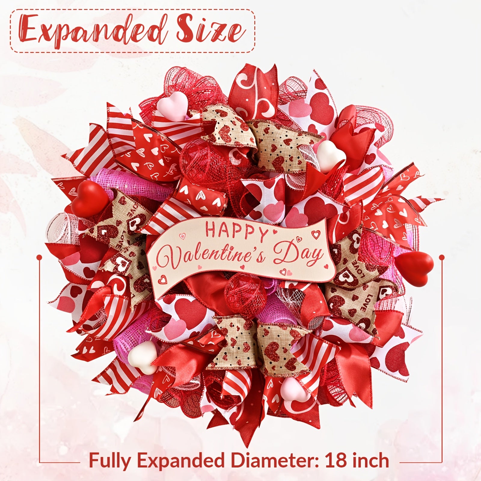 1pc 18inch Valentine'S Day Spring Wreath Suitable for Front Door Decoration- Plastic Door Ornament with Branches and Leaves Wall-mounted Decoration All-season Entrance Decoration Valentine'S Day Housewarming Gift