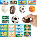 28 Pack Valentines Day Gift Cards with Mini Sports Ball Squeeze Foam Balls As Basketball, Soccer And Tennis for Kids, Classroom Exchange Prizes, Party Favor Toys And Birthday Gifts Pet Toys