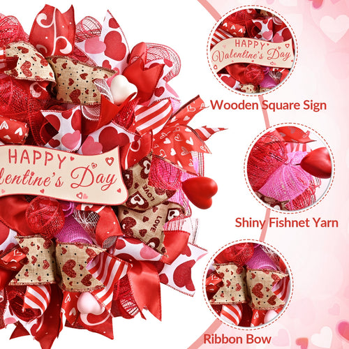 1pc 18inch Valentine'S Day Spring Wreath Suitable for Front Door Decoration- Plastic Door Ornament with Branches and Leaves Wall-mounted Decoration All-season Entrance Decoration Valentine'S Day Housewarming Gift