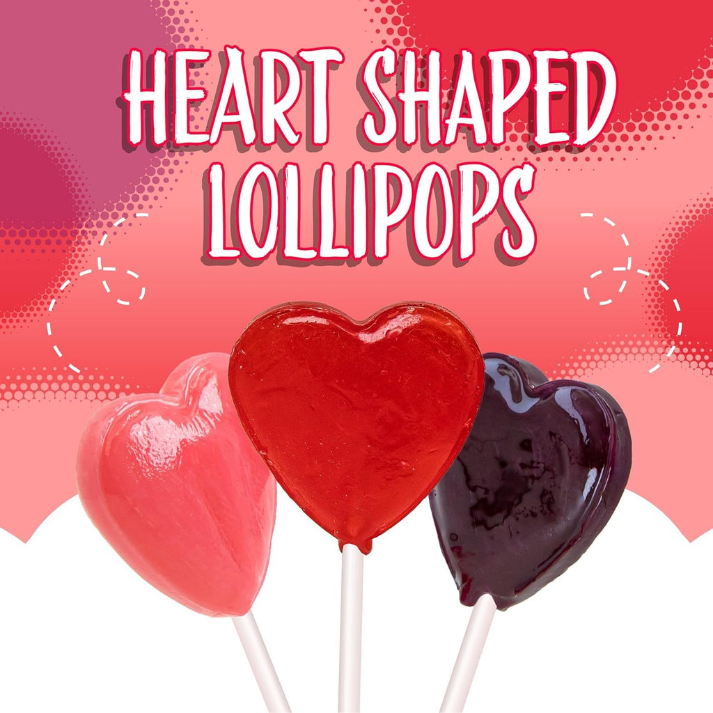 Heart Shaped Lollipops | 2-Pound Bag, About 100 Pieces | Cherry and Blue Raspberry Flavors