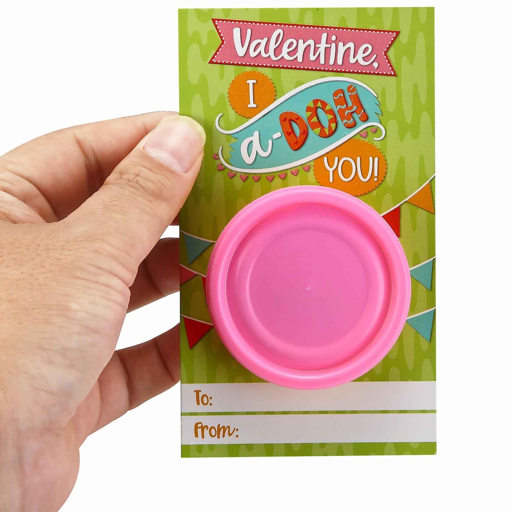 JOYIN 28 PCS Valentine Gift Cards with Colorful Playing Dough Kids Party Favors