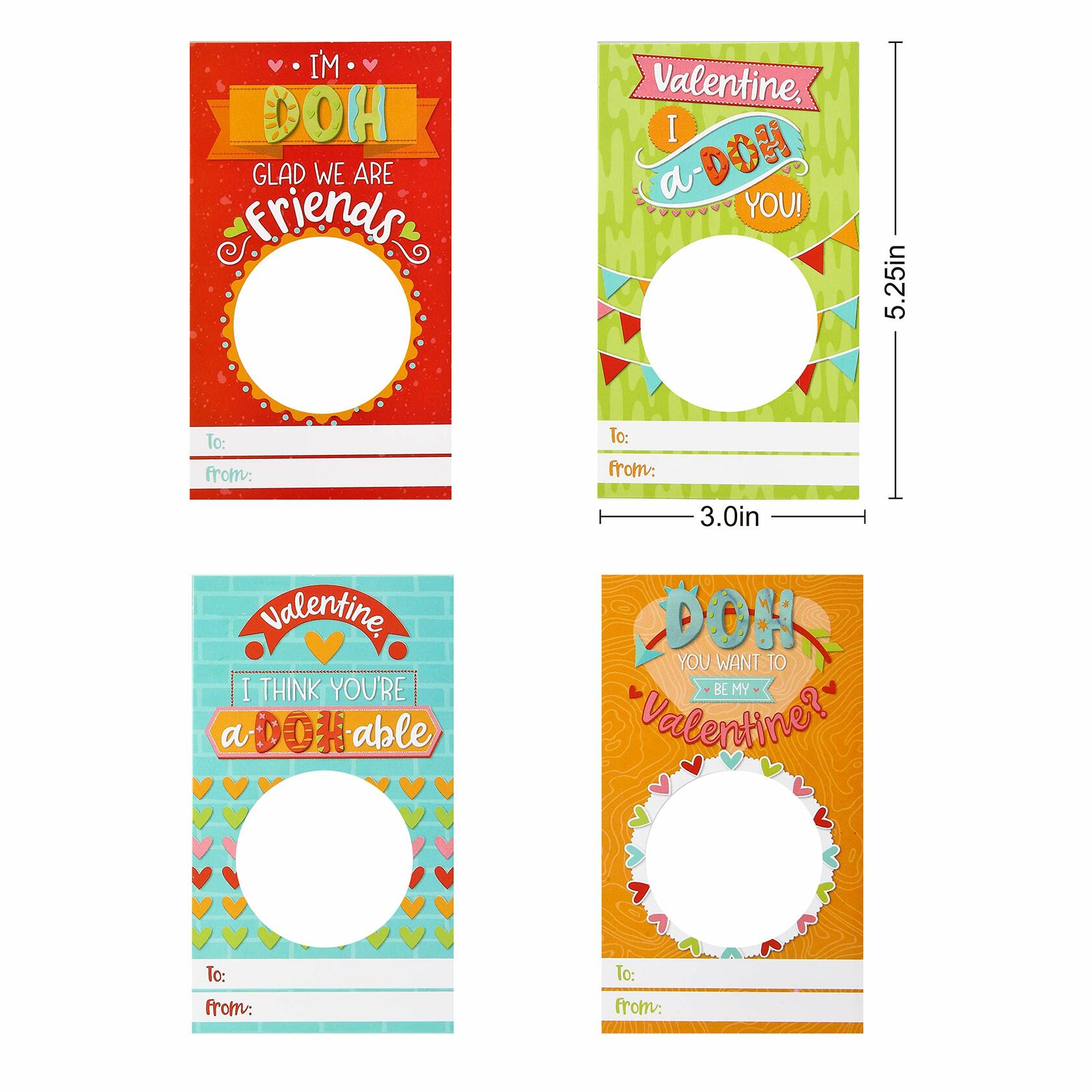 JOYIN 28 PCS Valentine Gift Cards with Colorful Playing Dough Kids Party Favors