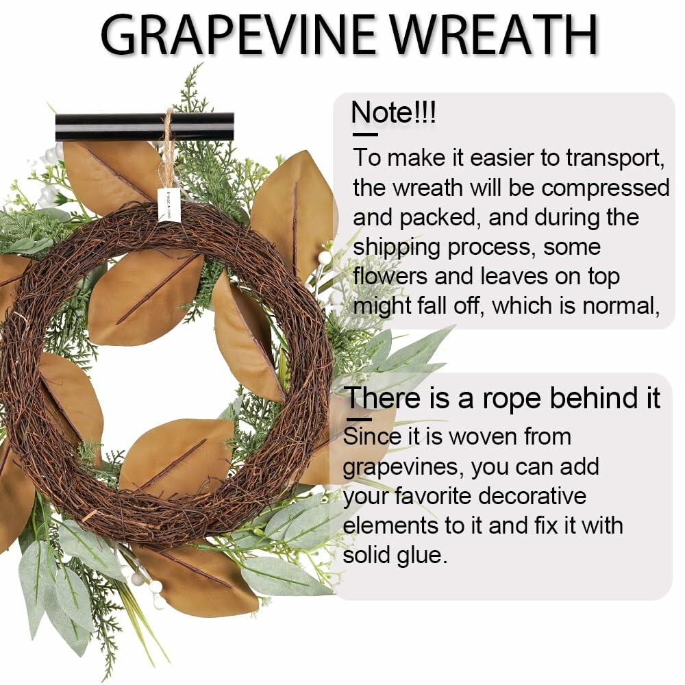 20" Eucalyptus Wreath Green Front Door Farmhouse All Season Decor