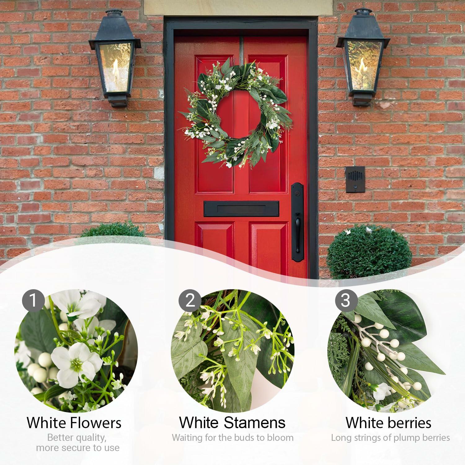 20" Eucalyptus Wreath Green Front Door Farmhouse All Season Decor